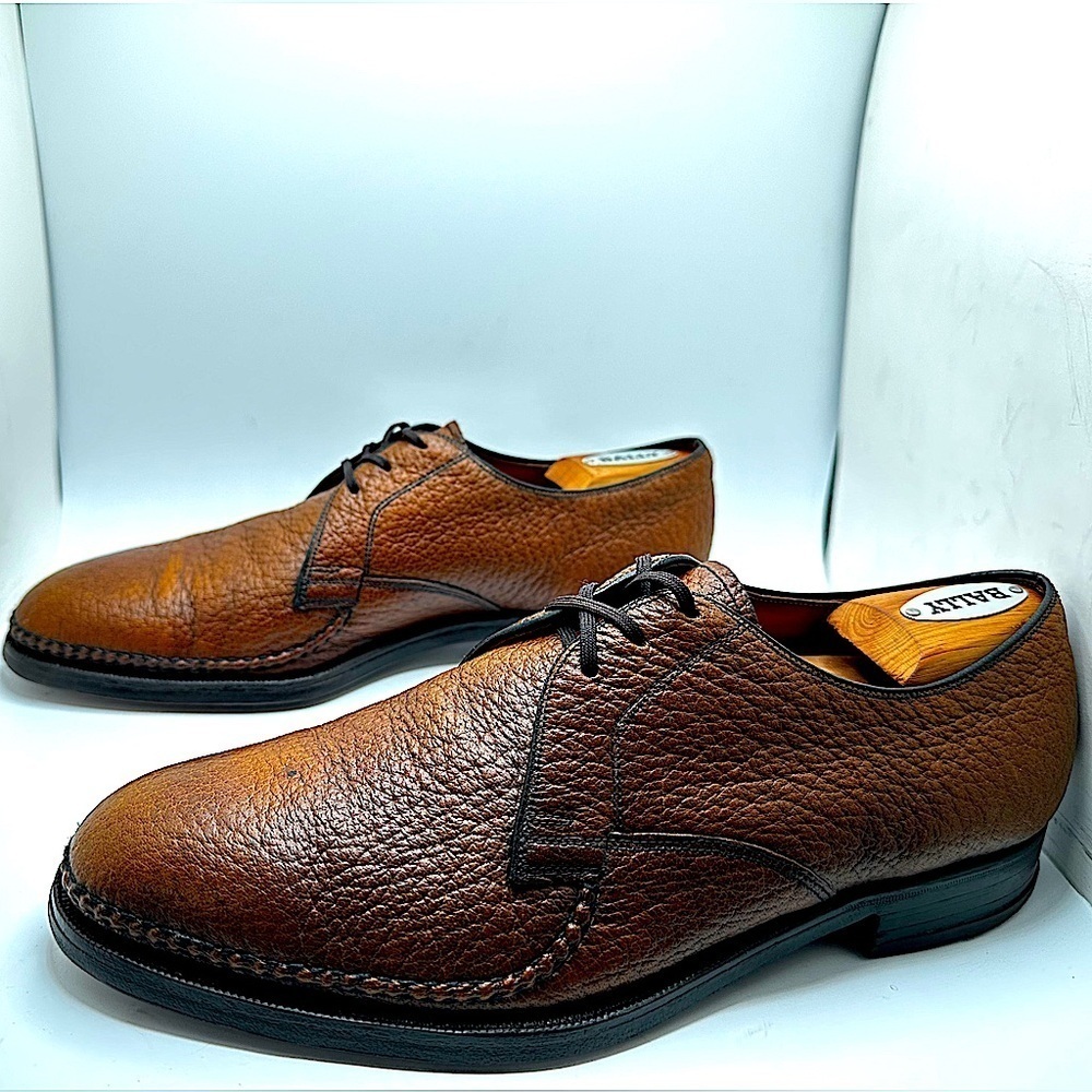HARTT Imported Exotic Water Bison Mens Brown Derby Dress Shoes c. 1960 Sz.9E π₯ - Picture 5 of 17